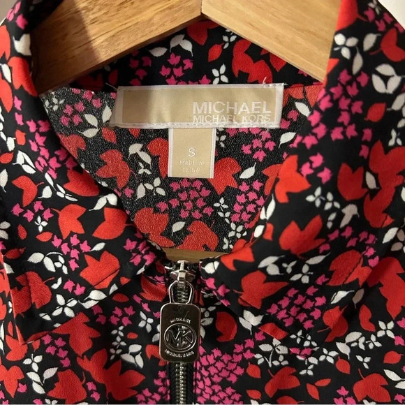 Michael Kors Floral Zip-Up Blouse - Size S - Picture 2 of 4